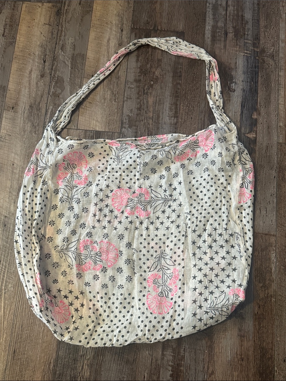 Lightweight Floral Tote Bag in Cream and Pink